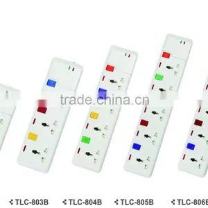 6 Way Colorful Individual Switch Extension Socket With Pure Copper Insert Clip thumbnail-2
