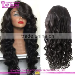 Natural Hair Line Virgin Brazilian Hair Wig Unprocess Glueless Brazilian Hair Wigs With Bangs thumbnail-1