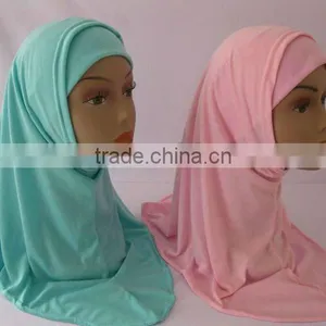 Two Pieces Hijab, Arabic Wear Solid Color G-SD163# thumbnail-4