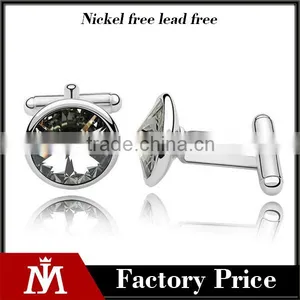 Europe High Polishing Cufflinks Silver Metal Copper Silver Cuff Link Crytsal for Men Shirts thumbnail-1