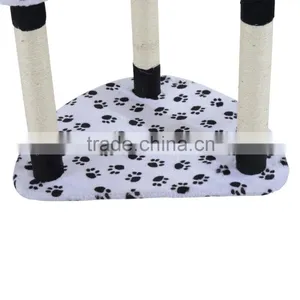 PawHut 60" Multilevel Cat Tree Condo - Beige/Brown Dots thumbnail-6