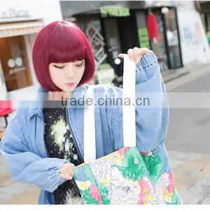 HOT Natural Looking Bob Wigs Short Straight With Slight Wavy Texture Wine Red Bob Wig M8053 thumbnail-1