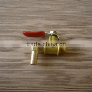 Red Lever Handle L Type Brass Ball Valve With Hose Barb thumbnail-1