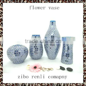 White With Blue Fashion Peacock Feather Pattern Handmade Decorative Flower Vase thumbnail-1