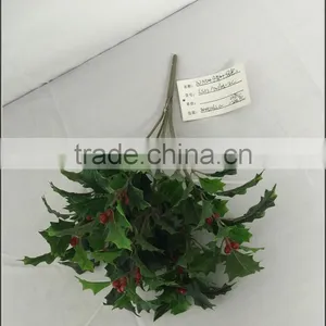 Artificial Holly Plant Branch With Red Berries for Xmas Decoration thumbnail-1