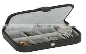 Black Leather Flocking Fabric Jewelry Box Watch Organizer Storage Case With Lock thumbnail-1
