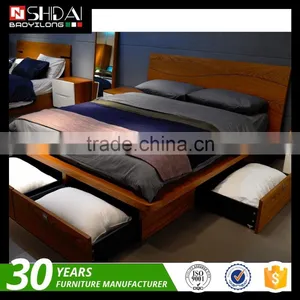 Contemporary Wooden Double Bed Frame Designs With Storage B-814 thumbnail-2