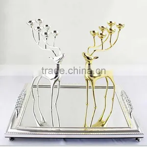Deer Stainless Steel Silver and Gold Plated Candle Holder Candleholder With 6 Spherical Candle for Home Decoration Free Shipping thumbnail-1