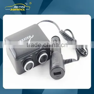 CE Approval 1 to 2 USB Car Cigarette Lighter Adapter Socket With Switch for IPhone , Tablet , Samsung thumbnail-1