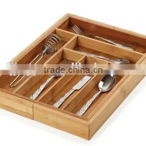 TOP Quality Unique Bamboo Expandable Bamboo Kitchen Drawer Organizer for Kitchen Tools thumbnail-4