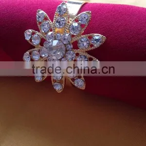 Gold Diamond Big Flower Shape Napkin Ring thumbnail-2