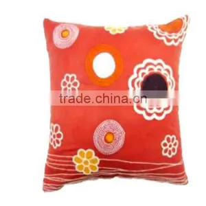 Flower Embroidery and Multi Patched Cushion Cover thumbnail-1