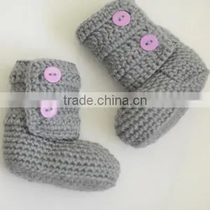 Wholesale Baby Shoes Crochet Kid Shoes Warm Winter Snow Pink Knitting Shoes thumbnail-3