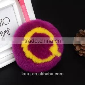 Rex Rabbit Fur Ball/ Fox Fur Letters Pom Doll Ball Keychain Bag Charms thumbnail-5