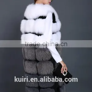 High-grade Genuine Fox Fur Vest Real Fox Fur Long Gilet Fashion Fur Winter Coat for Women thumbnail-1