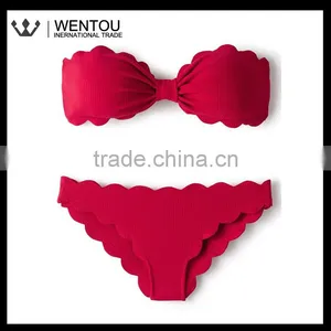 Personalized Scalloped Bandeau Bikini thumbnail-1