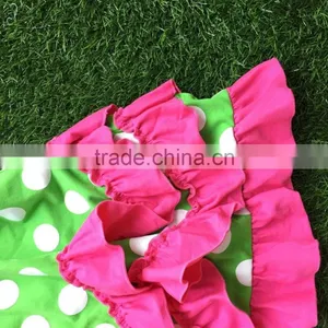 2016 New Baby Girls Dress Boutique Dress Green White Polka Dot Dress Ruffle Dress With Headband thumbnail-4