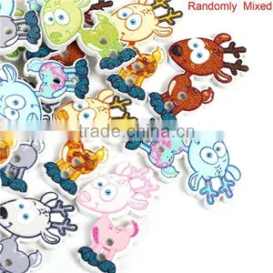Wood Sewing Buttons Scrapbooking 2 Holes Deer Animal At Random thumbnail-1
