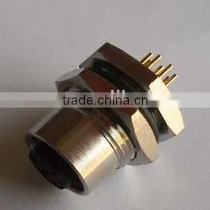 M12 Female Panel PCB Type Front Mounting Waterproof Connector thumbnail-1