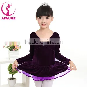 Long Sleeve Velvet Ballet Dance Leotard Keep Warm Children Dancing Dress thumbnail-1
