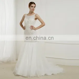 EBA4-F2 Noble See Though Back and Heavy Lace Beaded Wedding Dress thumbnail-1