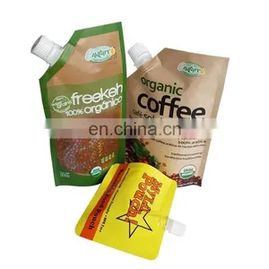 China Manufacture Coloring Printing Cheap Organic Soluble Coofee Stand up Pouch Packaging With Spout thumbnail-1