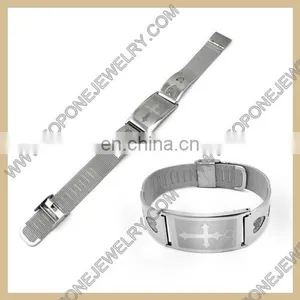 Fashion Stretch Ladies Stainless Steel Mesh Bracelet With Bear Charm thumbnail-3