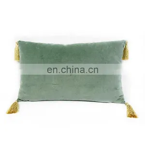 Decorative Velvet Throw Pillow Cushion Cover With Tassels for Couch thumbnail-3