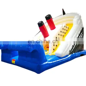 Outdoor Portable Blue Ship Inflatable Titanic Water Pool Slide for Sale thumbnail-1
