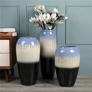 Jingdezhen Simple Modern Countryside Style Large Black Yellow Ceramic Vase For Garden thumbnail-2