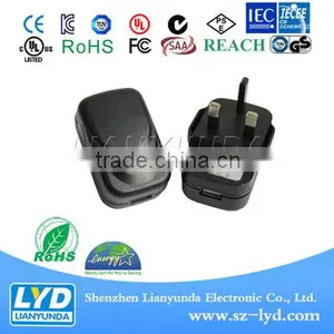 US Plug CE FCC BS SAA RoHS 5V2A Micro USB Wall Mounted Power Adapter thumbnail-2