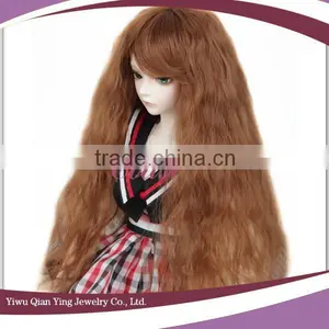 Long Brown Curly Synthetic Mohair Doll Wigs Cute thumbnail-2