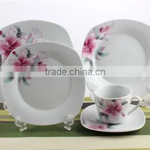 20 Pcs Porcelain Dinner Set With Part Decal Square Ceramic 20 Pcs Dinner Set thumbnail-2