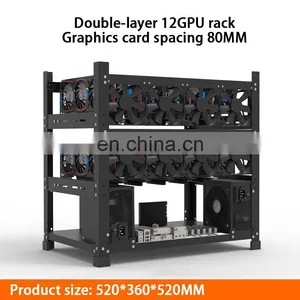 Wholesales 12GPU Steel Rig Frame Stackable Open Air Rig Frame GPU Rack Case thumbnail-4
