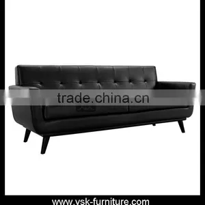SF-198 High Quality Modern Faux Black PU Leather Sofa thumbnail-1