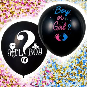 Hot 36inch Latex Black Balloon Gold Blue Pink Confetti Baby Boy Girl Balloon White Custom Gender Reveal Balloons thumbnail-1
