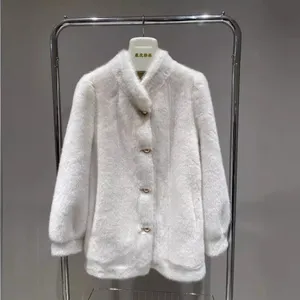 Mid-length Eco-friendly Fur One-piece Coat for Women's European Station Winter New Warm Faux Mink Coat thumbnail-2