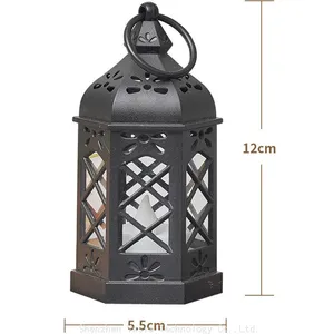 Hexagonal Wind Lamp Lantern Lamps, Retro Outdoor Hanging for Garden & Party Decorative Light thumbnail-5