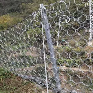 Interlocking Galvanized Steel Rings Rope Mesh Debris Flow Barrier Nets Cutting Bending Customizable Size for Rockfall Prevention thumbnail-1