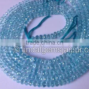 Fine Quality Top Grade Sky Blue Topaz Far Faceted Roundelle Beads thumbnail-1