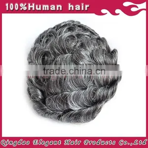 China Best Sale Brazillian Human Hair Body Wave pu Around Full Lace Grey Toupee thumbnail-4