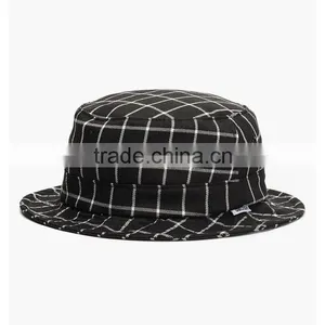 2015 Wholesale Fashion Checked Cooling Felt Bucket Hat thumbnail-4