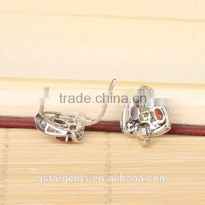 925 Sterling Silver 2.5CT Genuine Mix Gems Clip Earring 2015 Newest Style Colorful Earring thumbnail-3