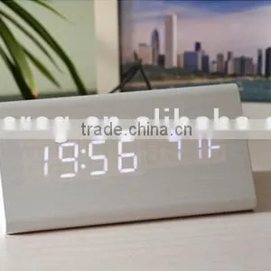 Decorative Table Clocks Control Sensing Alarm Temp Dual Display Electronic LED Clock Vintage Wooden Digital Alarm Clock thumbnail-1