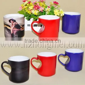DIY 2015 New High Quality 11oz Sublimation Color Changing Mug Heart Shape Handle thumbnail-1