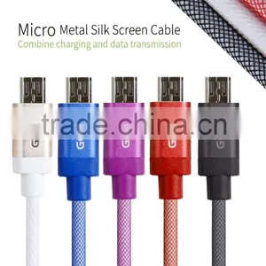 GOLF Micro Metal Silk Screen Cable for Android Mobile Phone 2.1A Durable Aluminum Charge and Data Cable for Android Device thumbnail-1