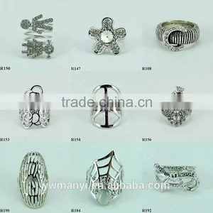 2016 Fashion Colorful Silver Alloy Four G Unique Ring Silver Jewelry R0152 thumbnail-4