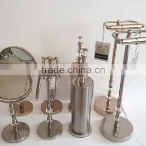 2014 New High Grade Crystal Balls Deco Bathroom Accessories Set 4pcs: Toilet Roll Holder Stand, Brush Bowl, Towel Rack, Mirror thumbnail-1