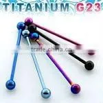 Titanium G23 Anodized Industrial Barbell - 14g, 35mm Long, 5mm Balls thumbnail-1