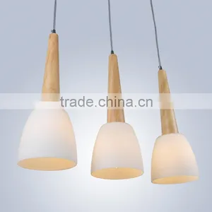 3 Lights Modern Style Glass Shades Wooden Island Light thumbnail-1